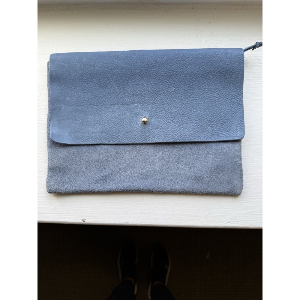 J. Mclaughlin Scuba Blue Suede Leather Clutch
